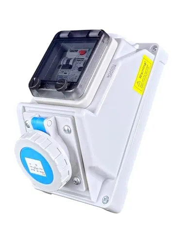RoadEu IP66 CEE 16A Wandsteckdose mit FI & LS Schalter - Steckdosen & Zubehör – Wasserdicht und staubdicht, ideal für Außenbereiche und Feuchträume mit integriertem FI- und Leitungsschutzschalter für maximale Sicherheit.
