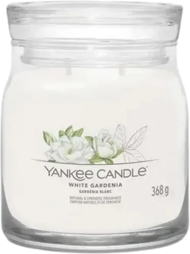White Gardenia Signature Medium Jar 368g - 2-Docht Duftkerze - Kerzen mit beruhigendem Duft der weißen Gardenie, ideal für entspannende Momente und stressfreie Stunden.