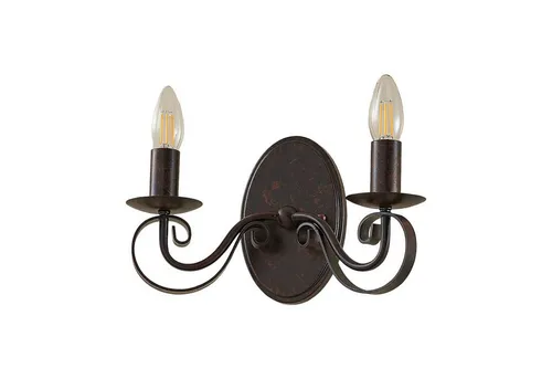 Lucande Wandleuchte Caleb - dimmbar & rustikal - Lampen im Landhausstil mit geschwungenen, rostbraunen Armen für ein gemütliches Ambiente. Ideal für rustikale Wohnräume. E14 Fassung, 2-flammig, Leuchtmittel nicht inklusive.