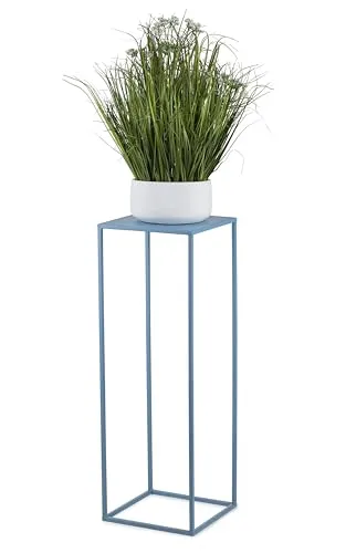 HowHomely Blumenständer Metall Blau 70 cm Hoch - Solider und Robuster Blumenhocker Metall - Pflanzenständer für die Dekoration in Wohnzimmer Schlafzimmer oder Büro