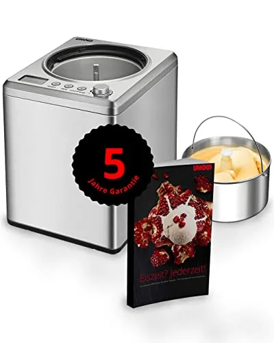 Unold Eismaschine Profi Plus - Eismaschine mit 2,5 l Fassungsvermögen, selbstkühlendem Kompressor und 101 Rezepten für köstliches Eis in nur 45 Minuten – ideal für Eisliebhaber!