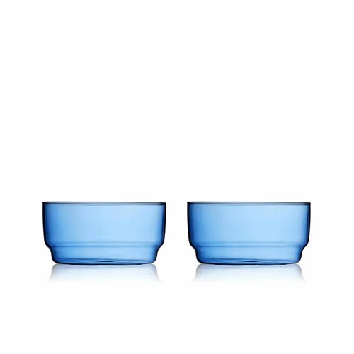 LYNGBY-GLAS Schale Torino 2er Set, Blau, 12 cm - Schalen & Schüsseln, stilvolles 2er Set aus hochwertigem Glas in elegantem Blau, ideal für die ansprechende Präsentation von Snacks oder Beilagen.