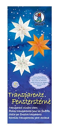 URSUS Dekorationsartikel Transparente Fenstersterne - Set mit 80 Blatt 115 g/m² Transparentpapier, ideal für kreative Bastelprojekte und made in Germany