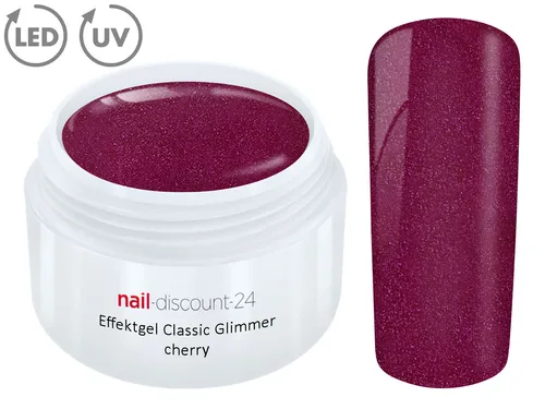 UV LED GEL GLIMMER CHERRY Farbgel Effekt Glitzer Glitter Color Modell Lila Tips