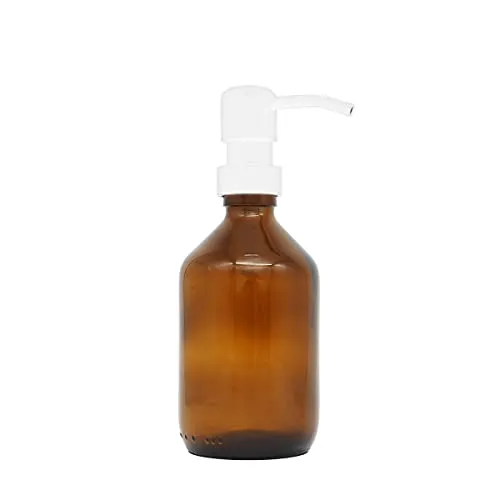 A Good Smile DIY Glas Seifenspender Edelstahlspender 250ml mit Aufkleber zum selbst gestalten Braun/Weiß