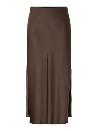 Y.A.S Midirock YASPELLA HW MIDI SKIRT S. NOOS in Braun - Eleganter Midirock aus elastischem Materialmix, ideal für modische Outfits. Hoch geschnitten mit elastischem Bund für optimalen Tragekomfort. Perfekt für jeden Anlass!