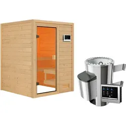 Karibu Sauna Sandra mit externem Ofen – Massivholz für Ihr Zuhause