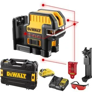 DEWALT 10.8 V 5-Punktlinienlaser, rot - Messgeräte für präzise Ausrichtung: Selbstnivellierender Linienlaser mit bis zu 30m Reichweite, robustem Design und bis zu 50 Stunden Batterielaufzeit – ideal für Profis!