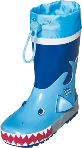 Playshoes Kinder Gummistiefel Hai EUR 26 - Gummistiefel in Größe 26, mit coolem Hai-Design, perfekt für nasse Abenteuer und Spielspaß im Freien.