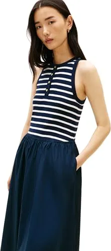 Tommy Hilfiger A-Linien-Kleid GOLD BUTTON POPLIN MIX DRESS von Tommy Hilfiger