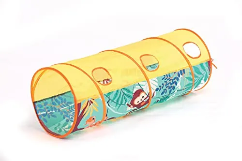 Bunter Spieltunnel für Kinder - Outdoor-Spielzeug, fördert die motorischen Fähigkeiten und regt die Fantasie an mit einem bunten Dschungel-Thema für kleine Abenteurer.