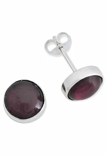 Ohrstecker 925 Silber Granat roter Stein Edelstein Ohrringe echt Silber Damen Sterling Silber Stecker Geschenk(MOS-059-02)