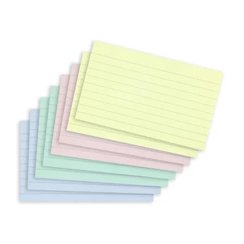 Summit Karteikarten, Revisionskarten, 400 Stück Karteikarten, 125 x 75 mm Karteikarten, Pastell sortierte Farben