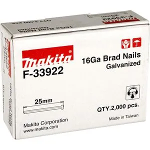 Makita Tackernägel F-33922, Typ 16GA, 25 mm verzinkte Stauchkopfnägel, 2000 Stück