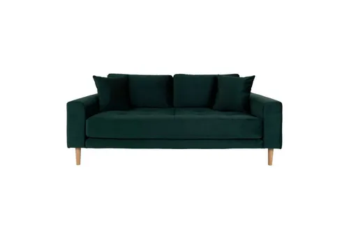 Sofa 2,5 Sitzer DROP LIDO - Stilvolles Design und hohen Sitzkomfort - Sofa 2,5 Sitzer in dunkelgrünem Velours, skandinavisches Design mit zwei Kissen für maximalen Komfort. Ideal zum Entspannen und Verweilen.