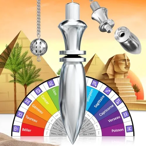 Majestic's Ägyptisches Pendel THOT mit Zeuge - Radiästhesie Pendel - Esoterik/Orakel Pendel – Geobiologie, Stimmungsmann, Reise, Magnetisierer – Silber – 38 Gr