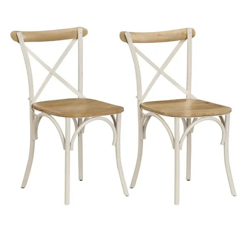 vidaXL Kreuzstühle 2er Set Weiß aus Massivholz von vidaXL