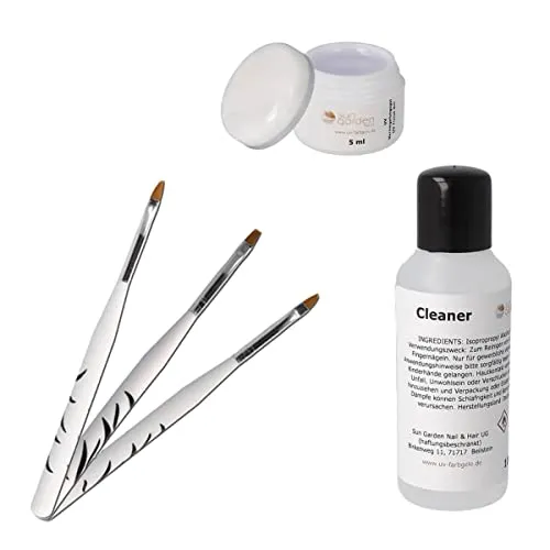 UV Gel Classic Versiegelungsgel klar 5ml inkl. 3 tlg. Pinselset und Cleaner 100ml