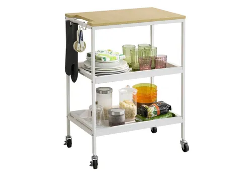 SoBuy Servierwagen SVW13, praktischer Beistellwagen mit 2 abnehmbaren Tabletten