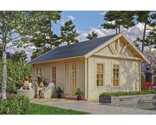 Blockbohlenhaus SKAN HOLZ Toronto 2 mit Dachlattung - Dämmbares Gartenhaus mit Satteldach und Fußboden, ideal für Gartenprojekte und Freizeitgestaltung.