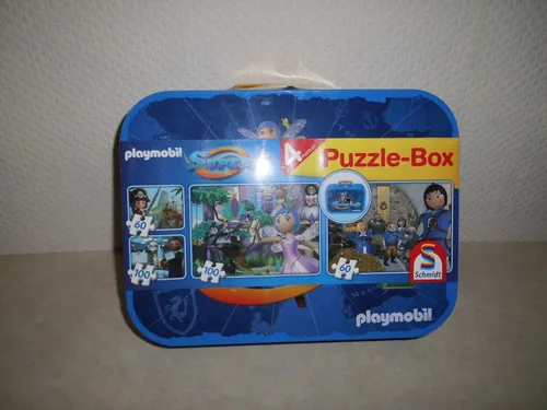 😃NEU: playmobil - Puzzle Metallkoffer 4 Puzzles 2x 60  2x 100 Teile von Schmidt