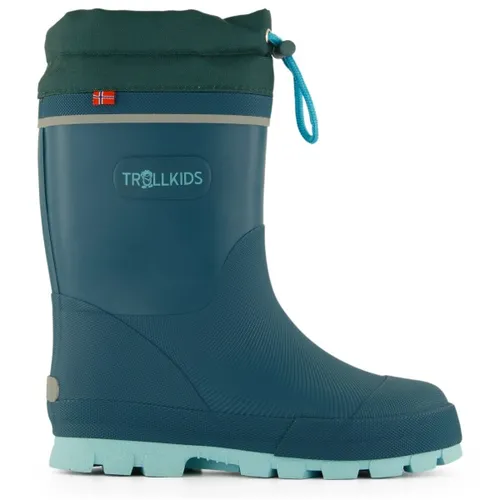 Trollkids Kids Isfjord Thermo Winter Rubber Boot XT - Wasserdichte Winterstiefel für Jungen in Türkis - Wanderschuhe, absolut wasserdicht mit rutschfester Sohle und verstellbarem Schaft für optimalen Schutz vor Schnee und Nässe. Extra warmes Fleecefutter für kalte Temperaturen.