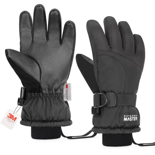 OutdoorMaster Skihandschuhe Kinder, 3M Thinsulate Winter-Thermohandschuhe