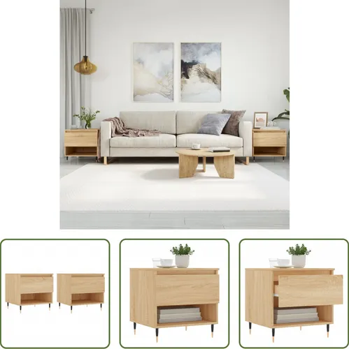 The Living Store Couchtische 2er Set Sonoma-Eiche 50x46x50 cm
