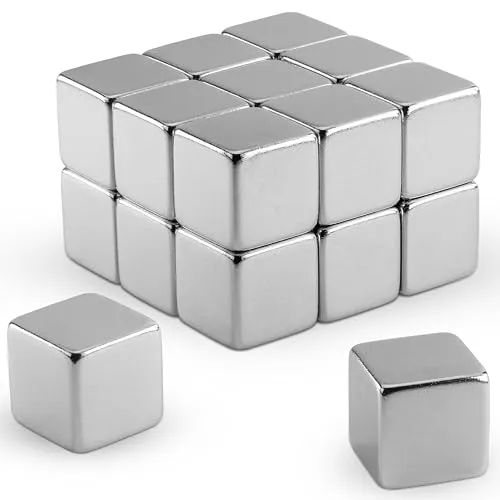 Poppstar 20 Mini Würfelmagnete, stark (10x10x10 mm), Haftkraft bis 3 kg, silbern