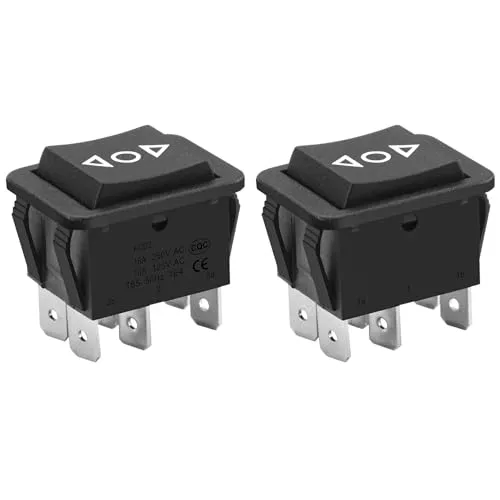 Heschen Wipptaster 16A 250VAC EIN-AUS-EIN Momentan DPDT 6 Klemmen Schwarz 2Pack