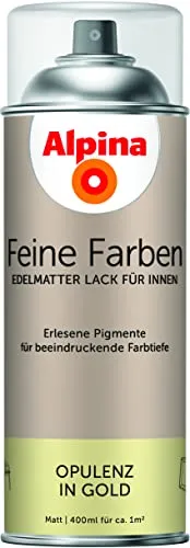 Alpina Feine Farben Sprühlacke – Opulenz in Gold – edelmatter Sprühlack für innen – für eine beeindruckende Farbtiefe – geruchsarm & schnelltrocknend – 400ml