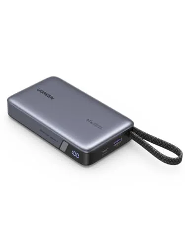 UGREEN Nexode Power Bank, 20000mAh 67W Schnellladen mit Integriertem USB-C Kabel, Externe Handyakkus Kompatibel mit Xiaomi 15 Ultra,15 Pro, Galaxy S25 Ultra, iPhone 17/16 Serie, iPad, Laptop und mehr