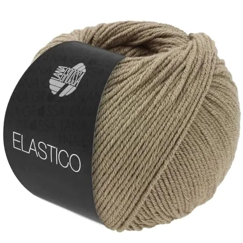 LANA GROSSA Elastico | Baumwoll-Klassiker mit leichtem Stretchanteil | Handstrickgarn aus 96% Baumwolle & 4% Polyester (Elite)| 50g Wolle zum Stricken & Häkeln | 160m Garn FB 190