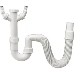 Haas Siphon 40/50mm Mit Flexiblem Schlauch Und 2 Anschlüssen - H√∂hen- Und Seitenverstellbarer Geruchsverschluss Nach Din En 274