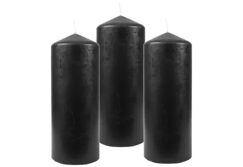 HS Candle Stumpenkerze Blockkerze (3-tlg), Wachskerzen Ø6cm x 13,5cm - Kerze in vielen Farben