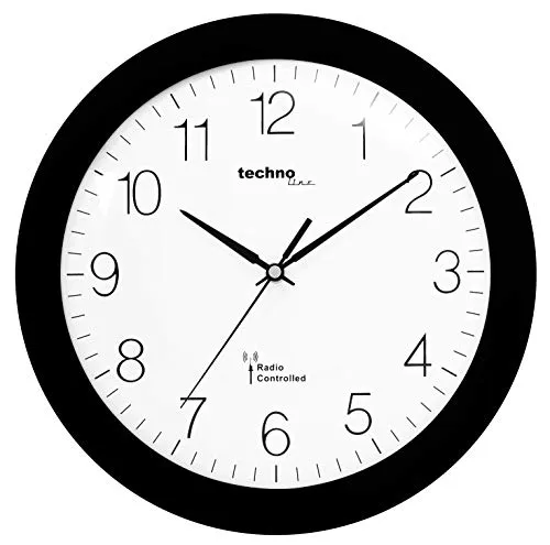 Technoline WT 8000 Funk-Wanduhr, Ø 30cm, Schwarz