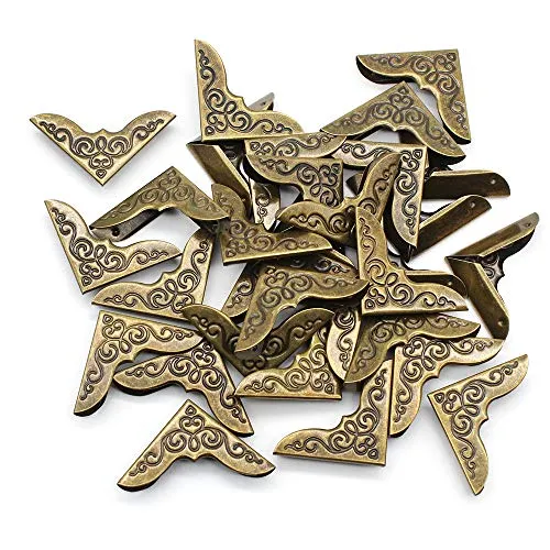 Dylan-EU 40 Stück Vintage Eckenschutz 30x30mm Retro Messing-Ecken zum Schutz und Dekorieren von Büchern, Scrapbooking, Alben, Menüordnern - Bronze