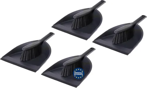 mucHome Kehrgarnitur mucHome Kehrschaufel Set in schwarz Handfeger mit Gummilippe, (4-tlg)