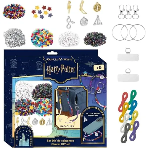 DIY Bag Clip Harry Potter Beauty-Set | Hogwarts Perlen und Charms Kit mit über 250 Teilen | Magische kreative Aktivität für Jungen und Mädchen