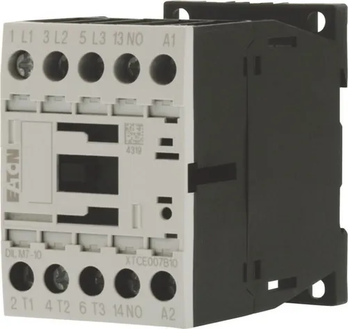 Eaton 276550 Leistungsschütz DILM7-10 3 kW - Druckschalter mit 3 Hauptkontakten und 1 Schließer, ideal für leistungsstarke Anwendungen bis 3 kW bei 400 V, kompakte Bauweise für einfache Installation.