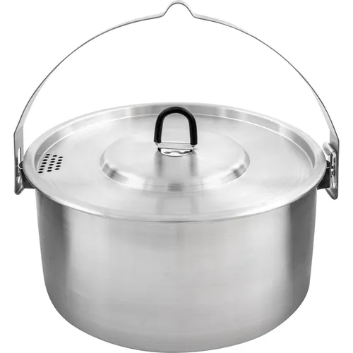 Tatonka Kettle II 2,5L - Edelstahl-Kochtopf - Camping Kochtopf aus rostfreiem 18/8 Edelstahl mit praktischem Deckel zum Abgießen und innerer Volumenskalierung für präzise Zubereitung von Outdoor-Gerichten.