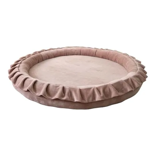 Monio for Kids Beiges Babynest aus Velvet mit abnehmbarem Baumwollbezug 105 cm Waschbar Weiche und Bequeme Spiel- und Schlafumgebung