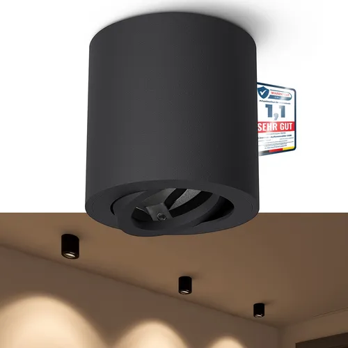 Aufbauleuchte CORI schwenkbar Schwarz Deckenlampe Deckenstrahler Spot Lampe