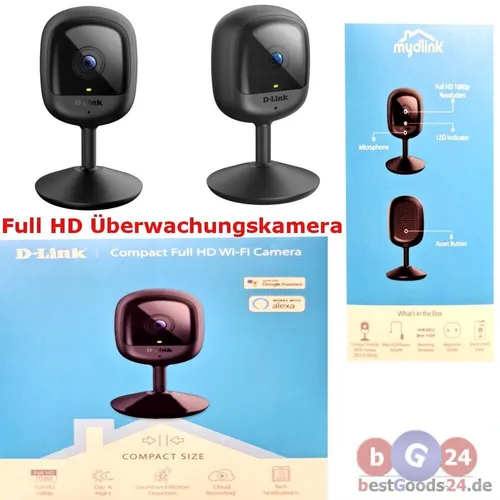 D-Link Überwachungskamera DCS-6100LH, 2 MP WLAN für Innen - Überwachungskamera mit Full HD 2 MP, Infrarot-Nachtsicht bis 5 Meter und KI-basierter Personenerkennung für präzise Bewegungsüberwachung. Bedienung über mydlink App, Alexa und Google Assistant.