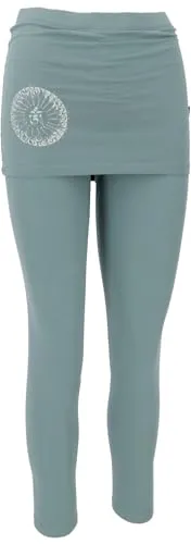 Guru-Shop Yoga-Hose mit Minirock - Leggings für alternative Bekleidung in Grün - Stylische Yoga-Hose mit integrierten Minirock, aus 95% Bio-Baumwolle für hohen Tragekomfort und Flexibilität. Ideal für Yoga und Freizeit.