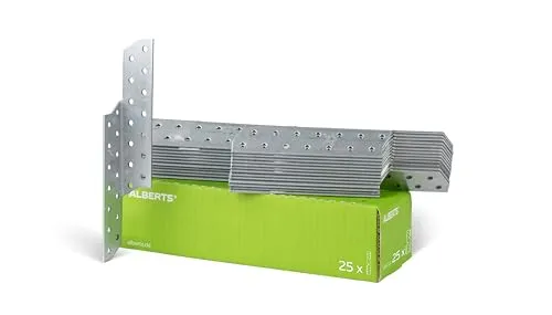 Alberts 25x Sparren-Pfettenanker 32x32x210mm - Winkel & Holzverbinder, ideal für stabile und sichere Verbindungen im Holzbau, verzinkte Stahlkonstruktion für hohe Langlebigkeit und Korrosionsschutz.