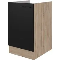 Flex Well Spülenschrank Capri 50 x 57 x 82 cm - Badezimmerschrank in Schwarz matt mit Antifingerprint-Oberfläche für einfache Reinigung und flexibler Anschlag, ideal für moderne Küchen.