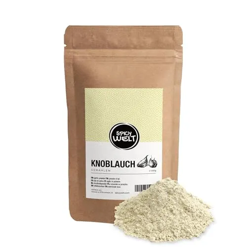 Spicy Welt Knoblauch Gemahlen (500g) – Knoblauchpulver für Marinaden, Rubs, Dips, Dressings, Suppen, Saucen und Brotideen | Würzig, Herzhaft und Aromatisch | 100% Naturrein, Ohne Zusätze