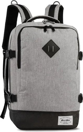 BestWay Reiserucksack #Cabin Pro Small - Sand - Stylischer Rucksack für Reisen, mit viel Stauraum und Organizer-Fächern. Ideal für DIN A4-Ordner, ausgestattet mit gepolsterten Schultergurten und Trolleyaufsteckschlaufe.