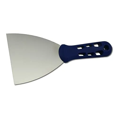 DEWEPRO Gipsspachtel 100 mm – Edelstahlblatt 0,7 mm – Maler- & Gipserspachtel für Spachtelmasse, Füll- & Renovierarbeiten – ergonomischer Kunststoffgriff – präzise Wand- & Reparaturarbeiten